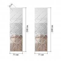 Зеркальное панно 71х248 см, зеркальная плитка 25 см с фацетом 10 мм в интернет магазине Зеркальной плитки Топ Декор